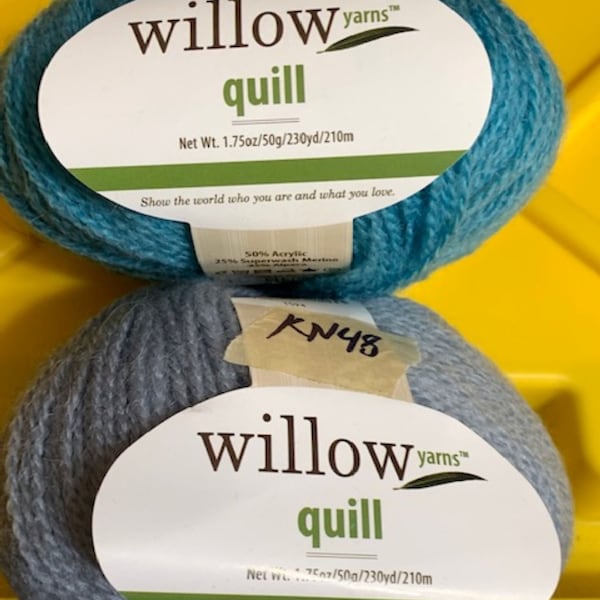 Willow Quill Yarns-Colors KN48 Sterling / KN75 Robins Egg 1.75 oz   Sold Separately