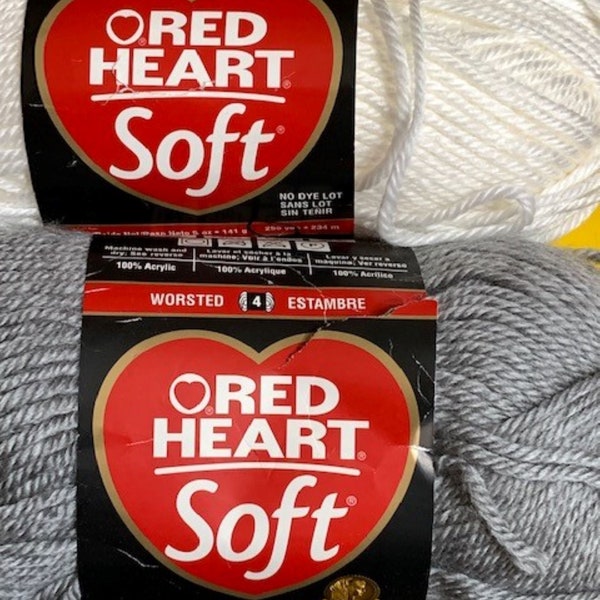 Red Heart Soft Yarn  Colors  White , Lite Gray Heather