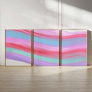 Pink Girly Art Bundle - Set of 3 Digital Prints in Pink and Red - Girly Decor Prints - Pink and Blue Digital Art Bundle