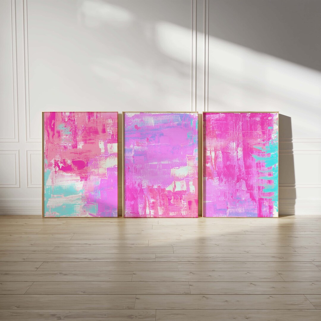 Hot Pink Wall Art Set of 3 Prints Set of 3 Pink Prints Etsy