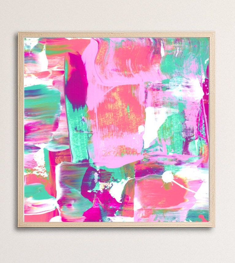 Whimsical 9 Square Collage Printable - Pink and Blue Abstract Art for ...