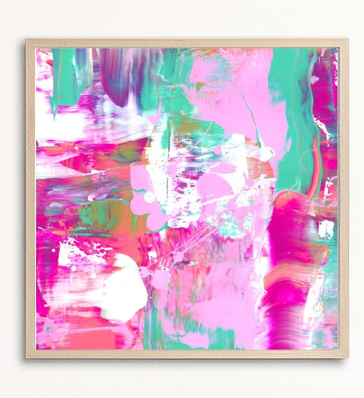 Whimsical 9 Square Collage Printable - Pink and Blue Abstract Art for ...