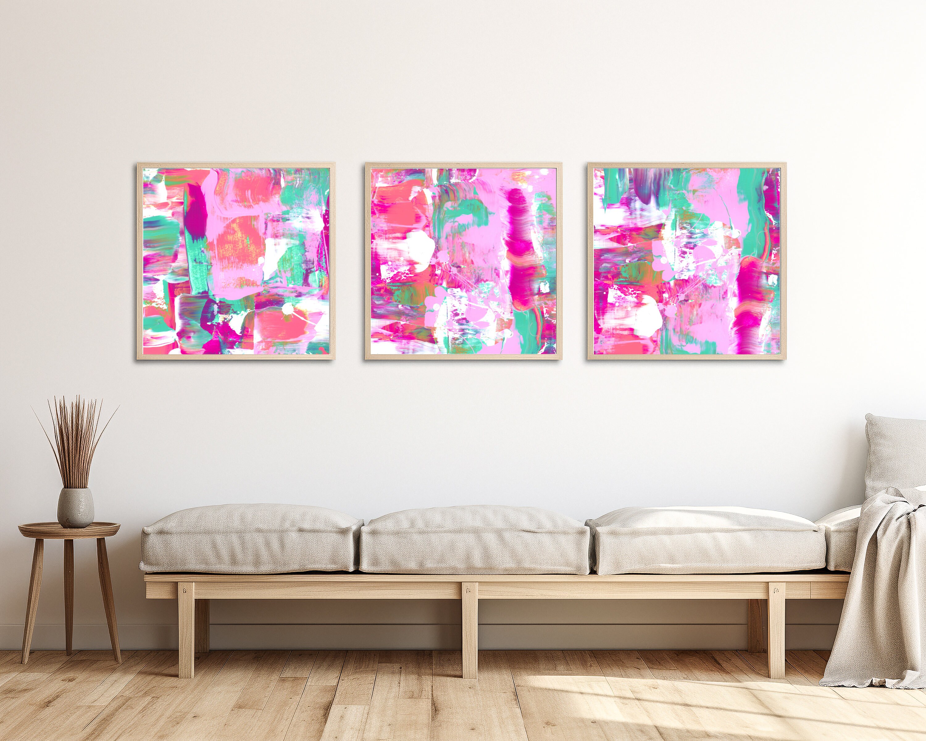 Whimsical 9 Square Collage Printable - Pink and Blue Abstract Art for ...