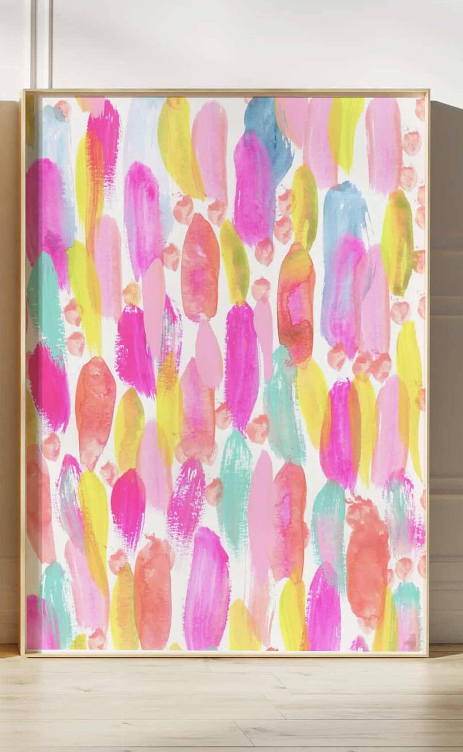 Girly Bedroom Decor - Colorful Pink Prints Trio - Bright Girls Room Art ...