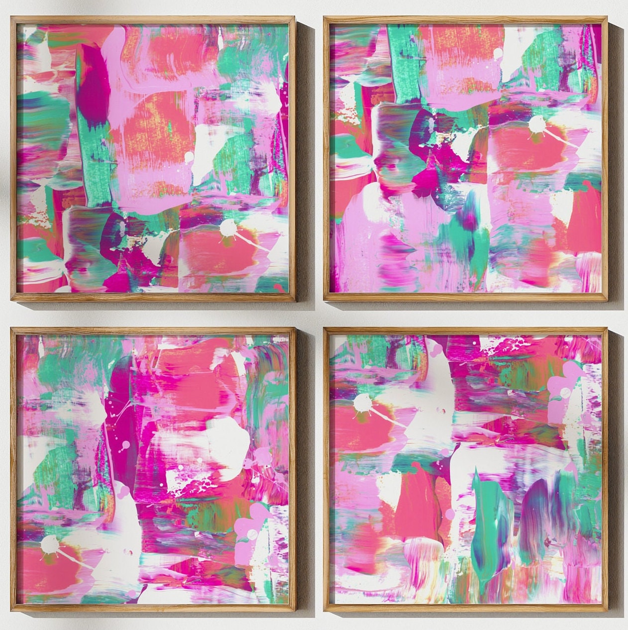 Whimsical 9 Square Collage Printable - Pink and Blue Abstract Art for ...
