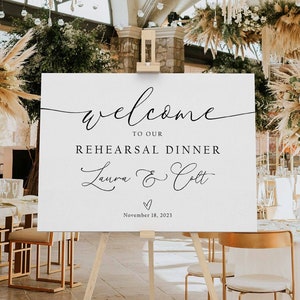 Wedding Rehearsal Dinner Welcome Sign, Wedding Rehearsal Welcome Sign, Classic Rehearsal Dinner Sign, Elegant Wedding Rehearsal Sign Printed