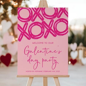 Galentine&#39;s Welcome Sign, Galentine&#39;s Party Sign, Valentine&#39;s Welcome Sign, Valentines Party Decor, Galentines Day Welcome Sign, XOXO Poster