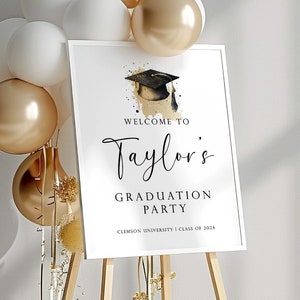 Graduation Party Welcome Sign, Custom Graduation Party Sign, Graduation Party Decor, Class of 2024 Sign, College Grad Party, Graduation Sign
