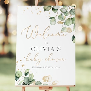 Baby Shower Welcome Sign, Greenery Baby Shower Sign, Eucalyptus Welcome Sign Baby Shower, Greenery Baby Shower Poster, Baby Shower Decor