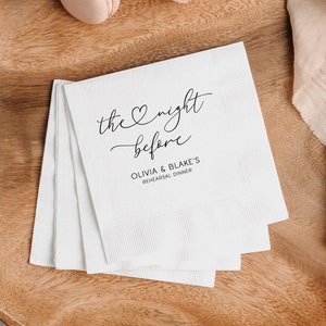 Personalized Rehearsal Napkins, Custom Printed The Night Before Napkins, Personalized Napkins, Cocktail Luncheon Rehearsal Dinner Napkins