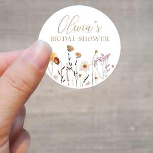 Pegatinas para regalos de despedida de soltera, pegatinas de flores silvestres para despedida de soltera, etiquetas personalizadas, etiquetas de flores silvestres para despedida de soltera, pegatinas de boda