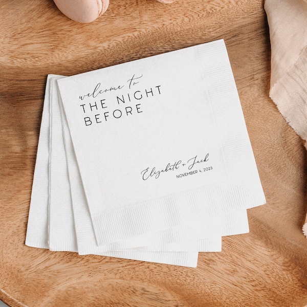 Personalized The Night Before Rehearsal Dinner Napkins, The Night Before Napkins, Rehearsal Napkins, Custom Printed Wedding Napkins Cocktail