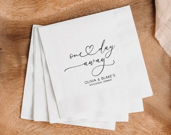 Guardanapos de ensaio personalizados, guardanapos de um dia, guardanapos de jantar de ensaio, almoço de bebidas de coquetel impresso personalizado, guardanapos de casamento