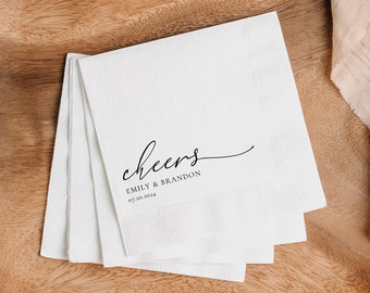 Personalized Wedding Napkins, Personalized Napkins, Cheers Napkins, Custom Engagement Napkins, Cocktail Napkins, Rehearsal Dinner Napkins