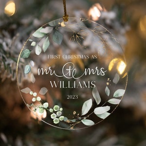 Personalized First Christmas as Mr & Mrs Ornament, First Christmas Married Ornament, Mr and Mrs Christmas Ornament Newlywed, Wedding Gift