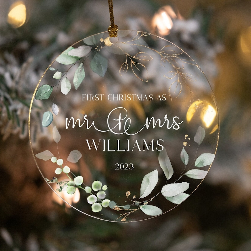 Mr and Mrs Ornament Gold Etsy