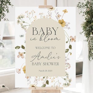 Baby in Bloom Sign, Wildflower Baby Shower Welcome Sign, Baby in Bloom Baby Shower Sign, Floral Baby Shower Decor, Wildflower Welcome Sign