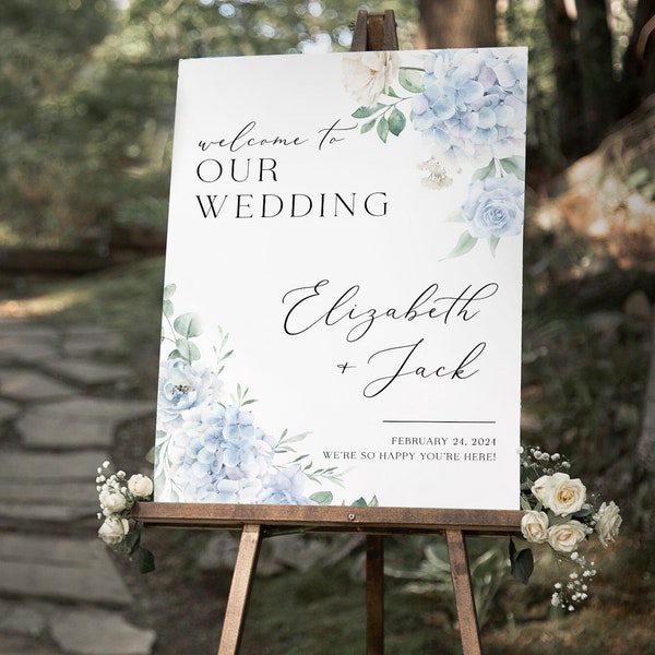 Hydrangea Welcome Wedding Sign - Etsy