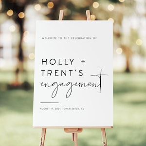Engagement Party Sign, Minimalist Engagement Party Welcome Sign, Modern Engagement Party Decorations, Personalized Engagement Sign Printed