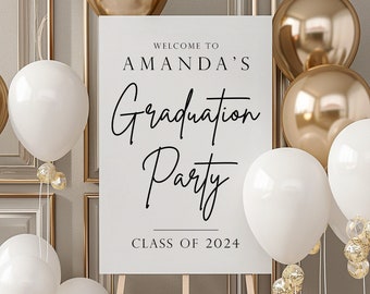 Graduation Party Welcome Sign, Minimalist Graduation Party Sign, Class of 2024 Graduation Party Decorations, Custom Graduation Party Sign