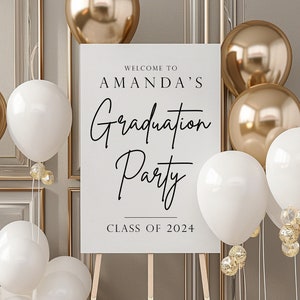 Graduation Party Welcome Sign, Minimalist Graduation Party Sign, Class of 2024 Graduation Party Decorations, Custom Graduation Party Sign image 1