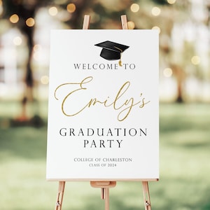 Graduation Welcome Sign, Custom Graduation Party Welcome Sign, Senior College Graduation Party Sign, 2024 Graduation Party Decorations Gold