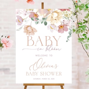 Baby in Bloom Baby Shower Welcome Sign, Wildflower Baby Shower Sign, Baby in Bloom Baby Shower Decor, Wildflower Baby Shower Welcome Poster