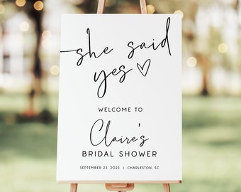 Minimalist Bridal Shower Welcome Sign, Modern Bridal Shower Sign, She Said Yes Sign, Bridal Shower Welcome Poster, Bridal Shower Decorations