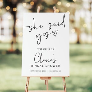 Minimalist Bridal Shower Welcome Sign, Modern Bridal Shower Sign, She Said Yes Sign, Bridal Shower Welcome Poster, Bridal Shower Decorations