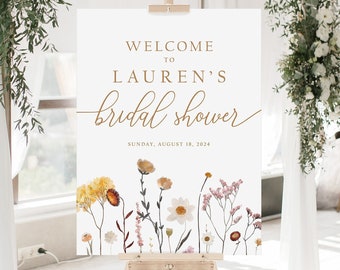 Wildflower Bridal Shower Welcome Sign, Boho Bridal Shower Sign Floral, Boho Floral Welcome Sign Printed, Wildflower Bridal Shower Decoration