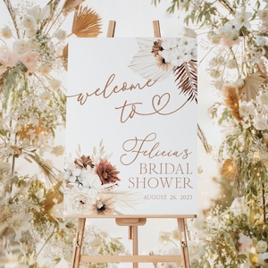 Boho Floral Bridal Shower Welcome Sign, Boho Bridal Shower Welcome Poster, Bohemian Bridal Shower Sign Printed, Boho Bridal Shower Decor