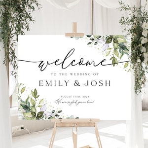 Wedding Welcome Sign, Greenery Welcome Sign Wedding, Greenery Wedding Decor, Eucalyptus Wedding Signs, Custom Wedding Sign, Welcome Poster