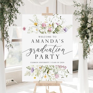 Floral Graduation Welcome Sign, Custom Graduation Party Welcome Sign, Wildflower Graduation Sign, Class of 2024 Graduation Party Decorations