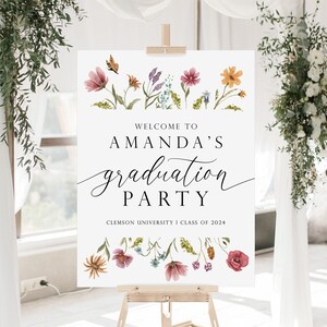 Floral Graduation Welcome Sign, Wildflower Graduation Sign, Class of 2024 Graduation Party Decorations, Custom Graduation Party Welcome Sign