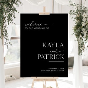 Black Wedding Welcome Sign, Custom Wedding Sign, Minimalist Welcome Wedding Sign Printed, Modern Wedding Welcome Sign, Wedding Decorations