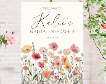 Wildflower Bridal Shower Welcome Sign, Love in Bloom Bridal Shower Sign, Floral Bridal Brunch Poster, Wildflower Bridal Shower Decorations