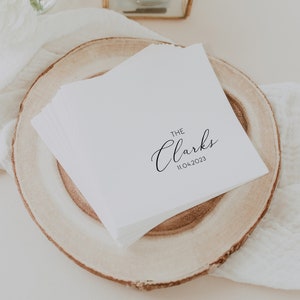 Personalized Napkins, Personalized Wedding Napkins, Monogram Beverage Luncheon Cocktail Napkins, Anniversary Rehearsal Engagement Napkins