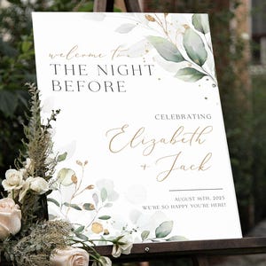 The Night Before Sign, Rehearsal Dinner Sign, Greenery Welcome Sign, The Night Before Wedding Welcome Sign, Rehearsal Dinner Welcome Sign