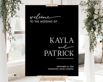 Black Wedding Welcome Sign, Custom Wedding Sign, Minimalist Welcome Wedding Sign Printed, Modern Wedding Welcome Sign, Wedding Decorations