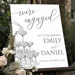 Engagement Party Sign, Hand Drawn Engagement Sign, Engagement Party Welcome Sign, Engagement Decorations, Champagne Engagement Welcome Sign