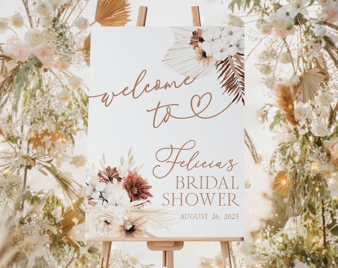 Boho Floral Bridal Shower Welcome Sign, Boho Bridal Shower Welcome ...