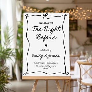 Rehearsal Dinner Welcome Sign, The Night Before Sign, Hand Drawn Rehearsal Dinner Sign, Whimsical Wedding Sign, Night Before Wedding Sign