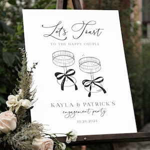Engagement Party Sign, Hand Drawn Engagement Sign, Champagne Engagement Welcome Sign, Engagement Party Decor, Engagement Party Welcome Sign