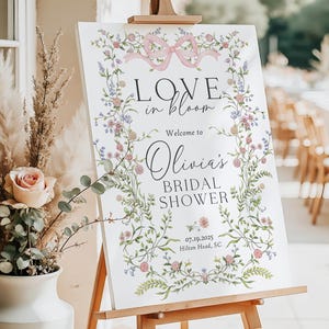 Vintage Floral Bridal Shower Welcome Sign, Love in Bloom Bridal Shower Poster, Wildflower Bridal Shower Sign, Garden Bridal Shower Decor