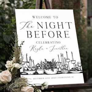 The Night Before Sign, Hand Drawn Rehearsal Dinner Sign, Rehearsal Dinner Welcome Sign, The Night Before Wedding Sign, Wedding Welcome Sign