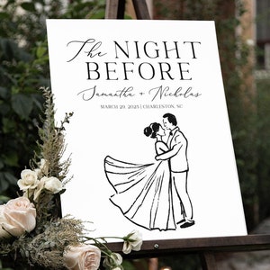 The Night Before Wedding Welcome Sign, Rehearsal Dinner Sign, The Night Before Sign, Hand Drawn Wedding Sign, Rehearsal Dinner Welcome Sign