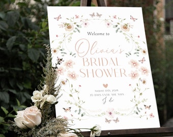 Butterfly Bridal Shower Sign, Wildflower Bridal Shower Welcome Sign, Wildflower Bridal Shower Decorations, Custom Bridal Shower Decor Floral