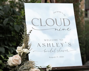 On Cloud Nine Bridal Shower Welcome Sign, Cloud Nine Bridal Shower Sign, The Bride is On Cloud Nine Bridal Shower Decorations, Cloud 9 Decor