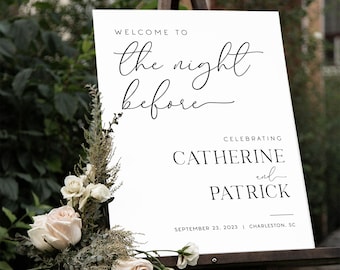 Rehearsal Dinner Sign, The Night Before Sign, Rehearsal Dinner Welcome Sign, Wedding Rehearsal Sign, Minimalist Rehearsal Dinner Decorations