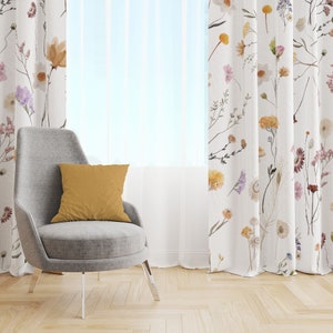 Floral Curtains, Country Curtains, Blackout Curtains For Living Room, Wildflower Curtains, Yellow Window Curtains Bedroom, Farmhouse Decor